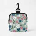 Portable dog treat bag in light green floral print with a secure plastic clip - Square 05