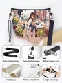 Illustrative girl felt crossbody bag with adjustable strap and waterproof fabric - Art Studio Girl Illustration (05)