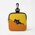 Portable dog treat pouch with cartoon cat design and hanging hook in yellow and orange - Square 01