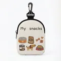 Portable beige canvas pet snack bag with cute dog prints and a plastic hanging hook - Oval 05