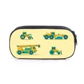 Trousse scolaire jaune à motifs engins de chantier avec bordure noire zippée - Machines de Chantier Jaune Clair (08)