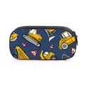 Trousse bleue marine à motifs de pelleteuses jaunes pour étudiants avec grande capacité - Pelleteuse Bleu Foncé (10)