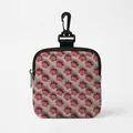 Pochette à friandises pour chien avec motifs pattes, fermeture éclair et crochet - Style Carré Patte Rouge Gris