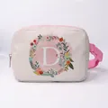 Sac banane en toile rose avec imprimé lettre D fleurie et sangle réglable - Style Lettre D