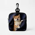 Portable dog treat pouch with Shiba Inu print and black swivel hook for training - Shiba Inu Style (Square 03)