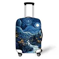 Housse de valise élastique avec imprimé artistique La Nuit étoilée de Van Gogh - Nuit Étoilée Bleu Profond (06)