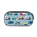 Trousse bleue avec motifs de véhicules de chantier et fermeture à glissière robuste - Impression Totale Bleu Clair Véhicule de Chantier (12)