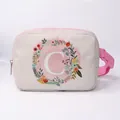 Sac banane en toile rose avec couronne de fleurs aquarelle et la lettre C - Style Lettre C