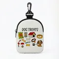 Portable white canvas dog treat pouch with colorful cartoon prints and swivel hook - Oval 06