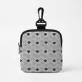 Pochette à friandises pour chien avec motif pattes, crochet noir et fermeture éclair - Style Carré Patte Noir Blanc Gris