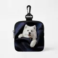 Portable dog snack bag with Samoyed print and black carabiner for outdoor training - Samoyed Style (Square 04)