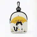 Mini canvas dog treat pouch with cartoon cat print and black hanging hook - Oval 04