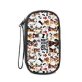 Portable cartoon dog pattern electronics organizer travel bag with wrist strap - Life Is Better Theme Style