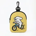 Bolsa portátil amarilla para golosinas de perro con dibujo animado y gancho superior - Ovalado-Amarillo en bicicleta(05)