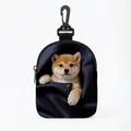 Portable dog treat pouch with 3D Shiba Inu print and carabiner clip for pet training - Shiba Inu Style 2 (Oval 05)