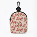 Portable dog treat pouch with floral print and black swivel hook for training - Beige Pink Floral Green Leaf Style (Oval 08)