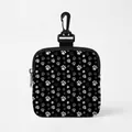 Pochette à friandises pour chien avec motif pattes noires et crochet pour dressage - Style Carré Patte Gris Blanc Noir