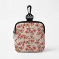 Portable dog treat pouch with pink floral print and hanging hook for pet training - Square 08