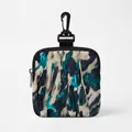 Draagbare hondensnacktas met blauwe geometrische print en handige cliphaken - Blauwgrijs Camouflage Abstract Geruit / Vierkant