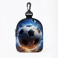 Monedero de poliéster con estampado de fútbol, cremallera y mosquetón de plástico - Ovalado 01