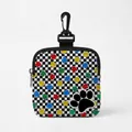 Pochette à friandises pour chien à damier avec empreintes colorées et mousqueton - Style Carré Patte Colorée Damier