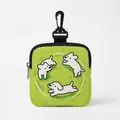 Bolsa verde para premios de perro con diseño de cachorros y mosquetón negro - Cuadrado-Verde Brillante Corriendo(07)