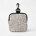 Portable pet treat pouch with pink floral print and a black hanging swivel hook - Pastoral Red Pink Blue Floral Style (Square 09)