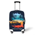 Elastic luggage cover featuring a vintage sunset surf design with palm trees and ocean - Size S (18-20 Inch) / Retro Surf CATCH THE WAVE (04)