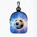 Monedero de fútbol de poliéster con estampado de rayos y clip para fans del Mundial - Ovalado 02