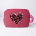 Hot pink leopard heart crossbody fanny pack with adjustable strap and buckle - Rose Red Leopard Heart Style (04)
