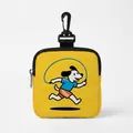 Bolsa amarilla para premios de perro con estampado de perro saltando y gancho - Cuadrado-Amarillo Saltando(08)
