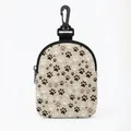Pochette à friandises beige pour chien avec motif pattes et crochet de suspension - Style Ovale Patte Marron Blanc Beige