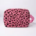 Pink crossbody waist bag featuring black heart print and adjustable strap for women - Pink Black Heart Print Style (05)