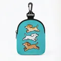 Bolsa portátil turquesa para premios de perro con cremallera y dibujos de cachorros - Ovalado-Verde Azulado Corriendo(09)