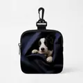 Dog training treat bag with a realistic Border Collie print and plastic swivel hook - Border Collie Style (Square 08)