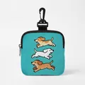 Bolsa de premios azul cian con cremallera y dibujos de cachorros para entrenamiento canino - Cuadrado-Impresión Cián(09)