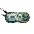 Custodia per occhiali portatile con illustrazione camper vintage e moschettone in metallo - Camper del Parco Autunnale