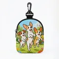 Bolsa de premios para perros con cremallera y estampado de flores y corgis dibujos - Ovalado-Prado Floral(10)