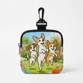Bolsa portátil para premios de perro con cremallera y diseño de corgi para entrenamiento - Cuadrado-Jardín Corgi(10)