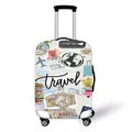 Elastic suitcase cover with white background and vintage travel theme print for travelers - Vintage Travel Stickers (06)