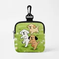 Bolsa portátil para premios de perro con estampado de cachorros y mosquetón metálico - Cuadrado-Prado de Margaritas(11)