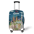 Elastic suitcase cover with Barcelona city landmark illustration for travel protection - Colorful Barcelona Landmarks (08)