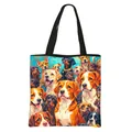 Bolso de poliéster de gran capacidad con estampados coloridos de cabezas de perro tipo dibujo - Estilo de Patrón de Perro 1 (3)