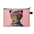 Moderne Kosmetiktasche mit Leoparden-Print, Retro-Brille und schwarzem Reißverschluss - Stil 05