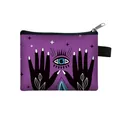 Monedero mini morado con estampado de ojo turco y manos místicas en tela de lona - Pequeño / Estampado Ojo Que Todo Lo Ve Púrpura