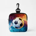 Porte-monnaie football en polyester avec fermeture éclair et crochet à motifs éclair - Carré 08