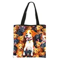 Bolso tote de gran capacidad con estampado colorido de perros y asas negras - Estilo de Patrón de Perro 2 (4)