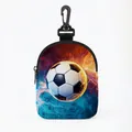 Porte-monnaie en polyester avec imprimé football et effets de flammes bleu et rouge - Ovale 08