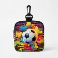 Porte-monnaie imprimé football en polyester avec fermeture éclair et crochet sport - Carré 09