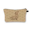 Brown Dachshund pattern makeup bag with paw prints and black zipper closure - Dachshund with Dark Brown Paw Prints (1)